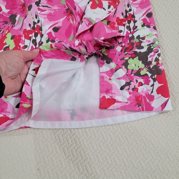 Cato Floral Pink Red Skirt Ruffle Size 14 Spring Summer Easter Party Pretty - Picture 3 of 12